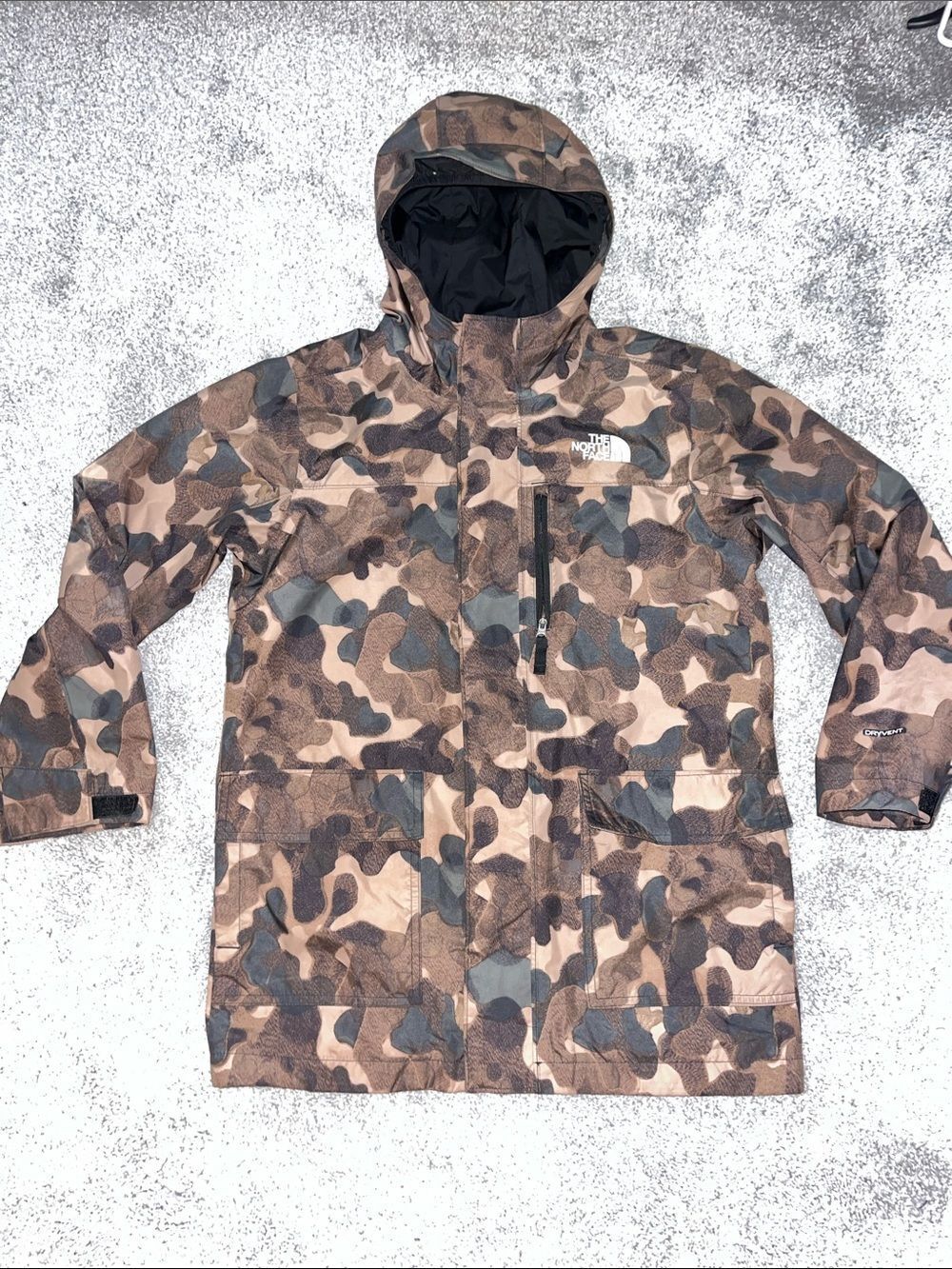 Hooded Hoodie North Face Dryvent Camo rain Parka coat jacket L Kids youth boys